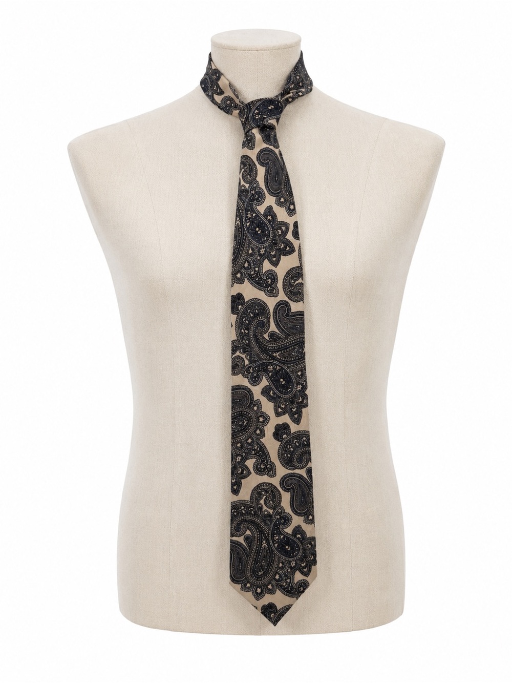 Charvet Champagne Paisley Gray Blue Necktie Mens Formal Silk Tie